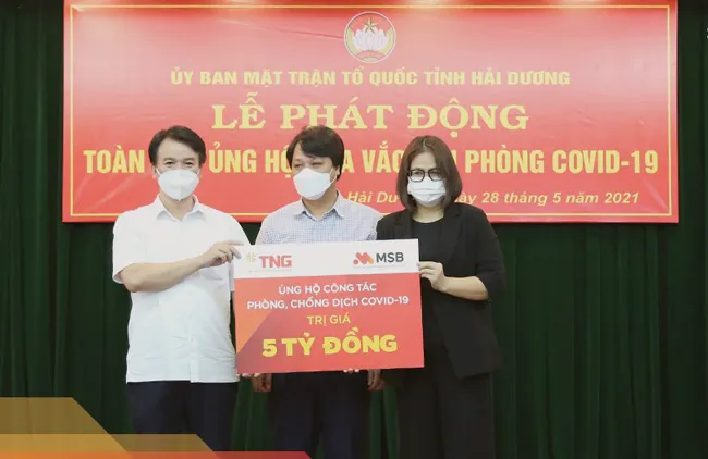 TNG Holdings Vietnam và MSB ủng hộ 5 tỷ đồng quỹ vaccine phòng Covid-19 tỉnh Hải Dương 