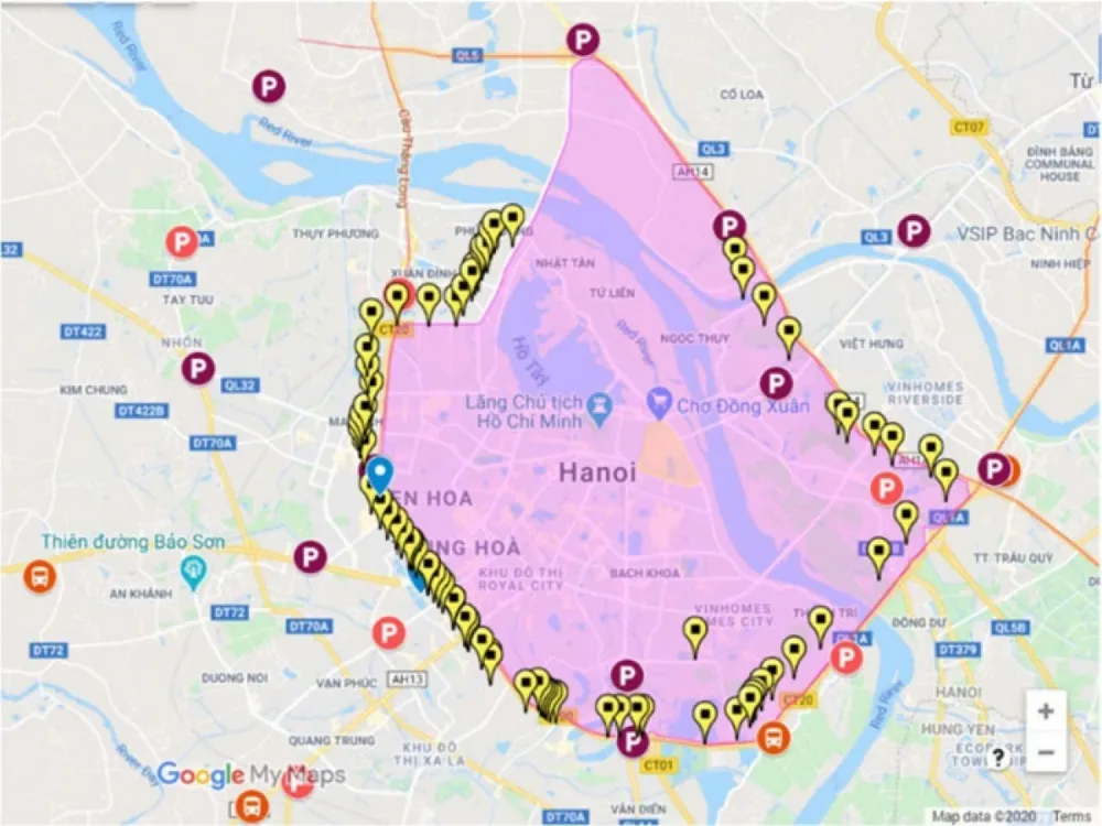 Bản đồ 87 trạm thu phí dọc Vành đai 3 do Sở GTVT Hà Nội cung cấp.