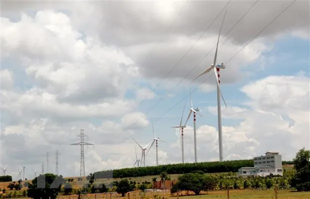 Những cột điện gió tại địa bàn huyện Bắc Bình, Ninh Thuận. (Ảnh: Nguyễn Thanh/TTXVN)