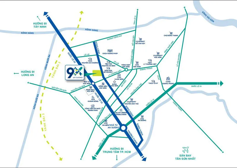 Vị trí lý tưởng tại khu Tây Bắc TP.HCM của dự án 9X An Sương.