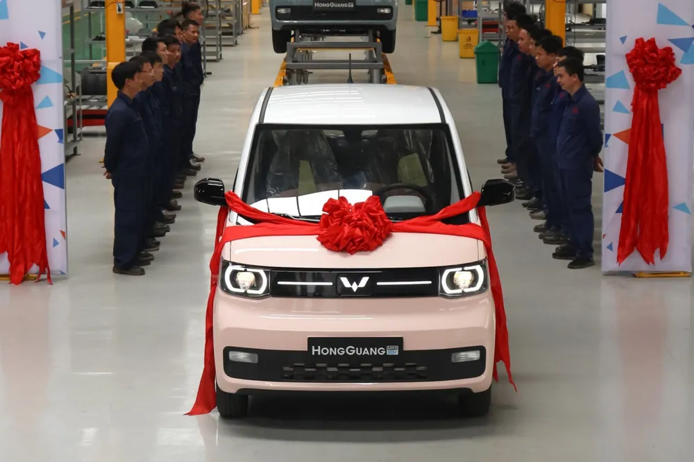 Lô xe Wuling Hongguang Mini EV đầu tiên được xuất xưởng tại Việt Nam. Ảnh: Wuling.