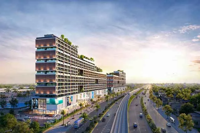 Skyview hút mắt ôm trọn Nhơn Trạch từ hai tòa nhà đối xứng hình “đôi cánh” cao 18 tầng FIATO City
