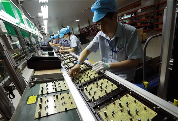 Công ty TNHH Công nghệ Điện tử Chee Yuen Việt Nam, 100% vốn Đài Loan (Trung Quốc) sản xuất các loại sản phẩm nhựa và linh kiện điện tử ngành máy in tại Khu công nghiệp An Dương, Hải Phòng. (Ảnh: Vũ Sinh/TTXVN)