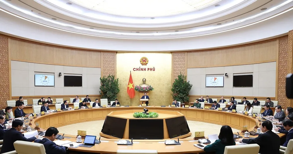 Thủ tướng Phạm Minh Chính chủ trì Phiên họp Chính phủ thường kỳ tháng 1 năm 2024. (Ảnh: Dương Giang/TTXVN)