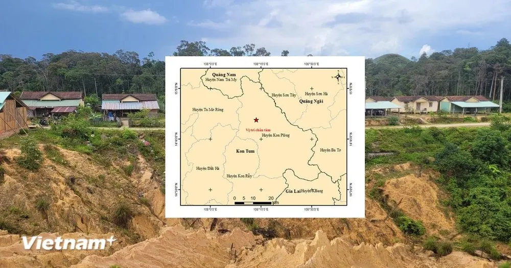 Phần lớn các trận động đất xảy ra trong tháng 3/2025, tập trung tại huyện Kon Plông, tỉnh Kon Tum. (Ảnh: PV/Vietnam+)