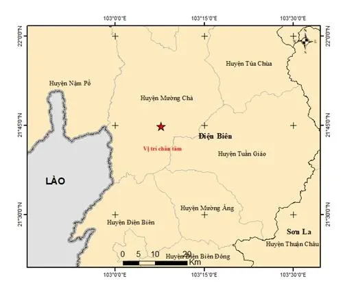 Điện Biên: Động đất độ lớn 5 tại Mường Chà, cấp độ gây rủi ro thiên tai