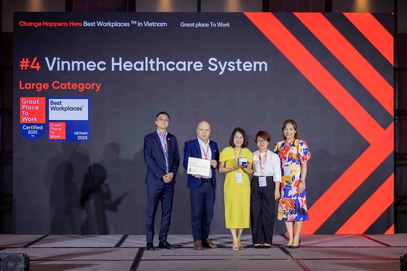 Vinmec được vinh danh trong danh sách Top 5 Nơi làm việc xuất sắc nhất Việt Nam năm 2025 do tổ chức Great Place to Work® công bố