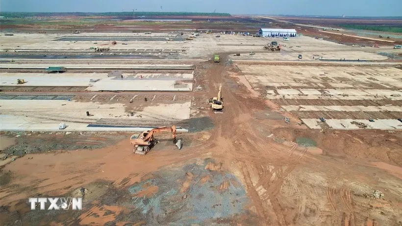 Công trường thi công sân bay Long Thành. (Ảnh: Công Phong/TTXVN) 