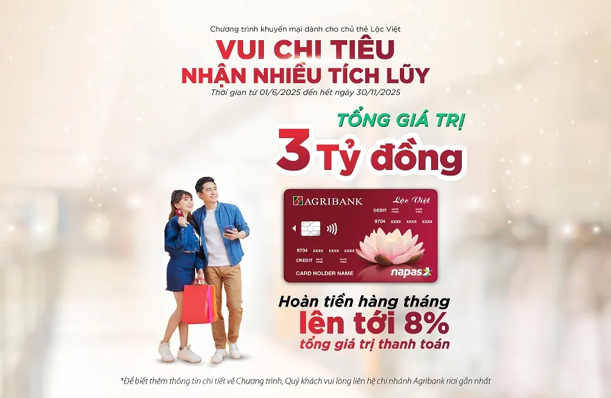 Hoàn tiền lên tới 8% khi dùng thẻ tín dụng nội địa Lộc Việt 