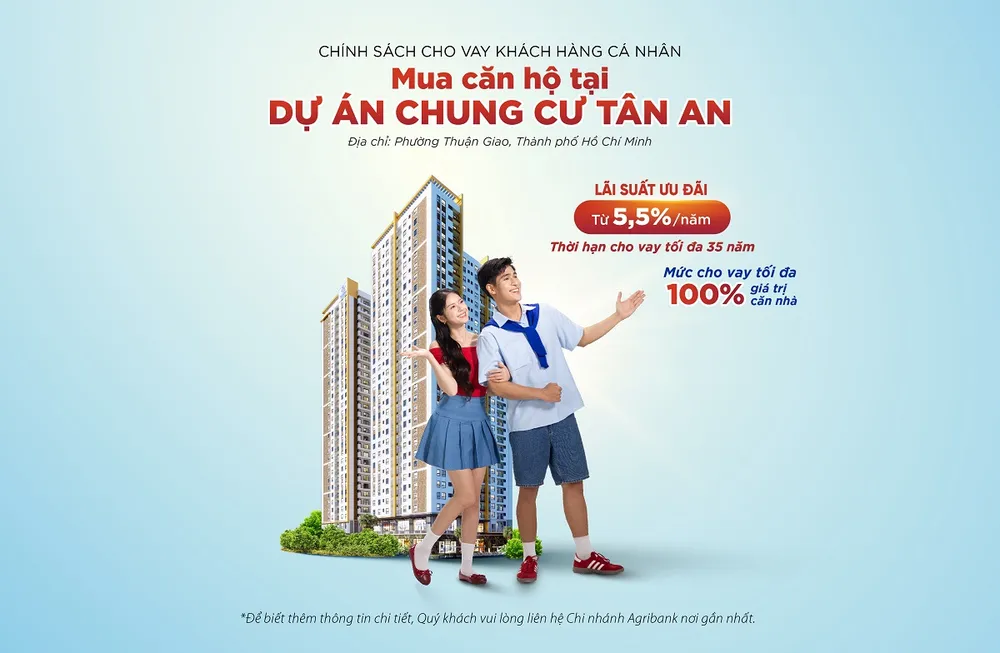 Agribank cho vay khách hàng cá nhân mua căn hộ dự án chung cư Tân An