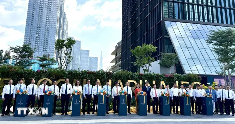 Lễ ra mắt Toà tháp Trung tâm Tài chính quốc tế Saigon Marina IFC. (Ảnh: Hứa Chung/TTXVN) 