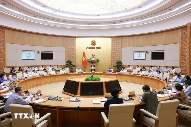 Phiên họp Chính phủ thường kỳ tháng 8 năm 2025. (Ảnh: Dương Giang/TTXVN) 