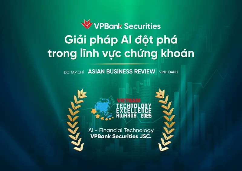 VPBankS nhận giải thưởng “Giải pháp AI đột phá trong lĩnh vực chứng khoán” của tạp chí Asian Business Review.