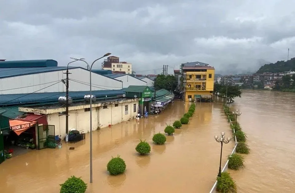 Nhiều khu vực ở Cao Bằng bị ngập nặng. (Nguồn ảnh: TTXVN phát) 