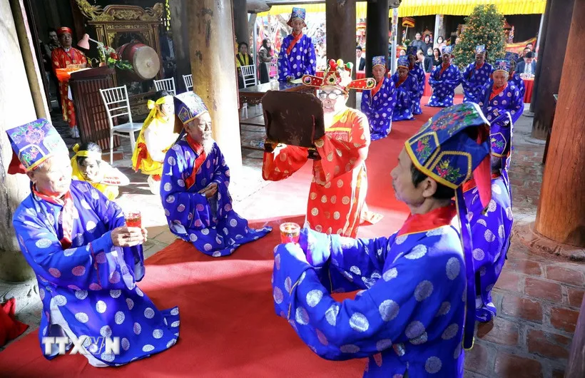 Lễ khai chỉ tại Lễ hội chùa Keo mùa Xuân năm Bính Ngọ 2026. (Ảnh: Thế Duyệt/TTXVN) 