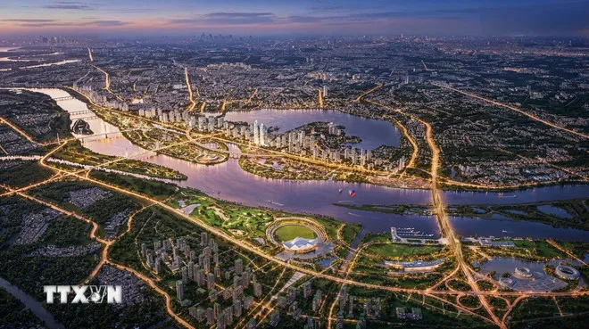 Phối cảnh dự án trục đại lộ cảnh quan sông Hồng trên địa bàn thành phố Hà Nội. (Nguồn: TTXVN)