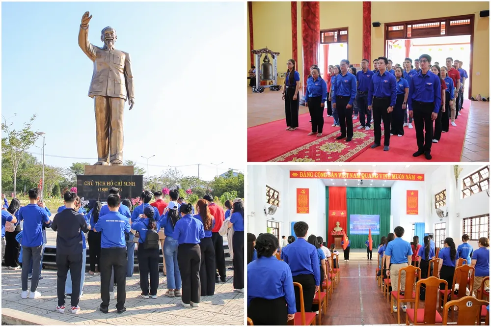 Dâng hương tri ân các anh hùng liệt sĩ và Lễ chào cờ tại xã đảo.