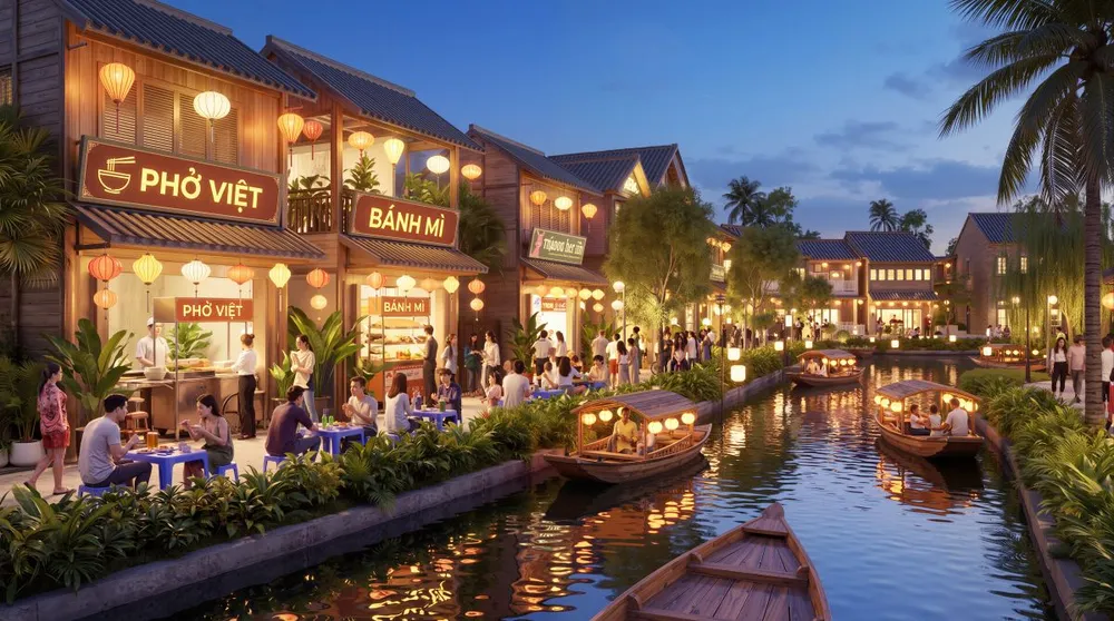Global Village 19,3ha, tâm điểm hội tụ năm sắc thái văn hóa và ẩm thực quốc tế tại Vinhomes Sài Gòn Park.