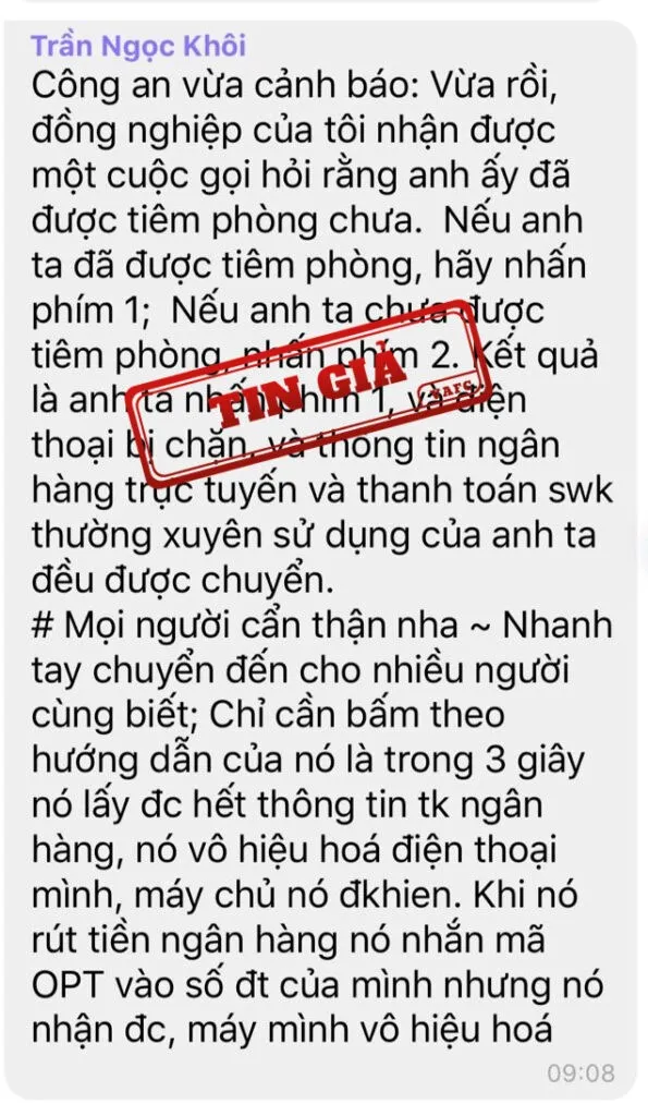 Thông tin “lừa đảo chiếm đoạt thông tin cá nhân trên mạng” là giả ảnh 1