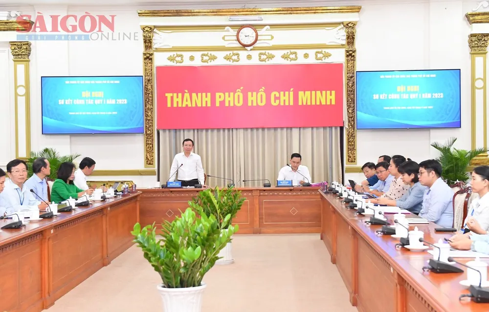 Văn phòng UBND TPHCM tổ chức hội nghị sơ kết quý 1-2023. Ảnh: VIỆT DŨNG