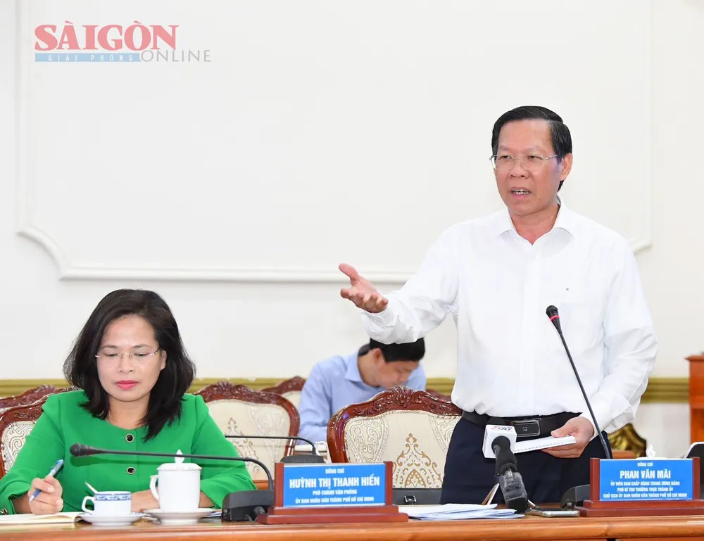 Chủ tịch UBND TPHCM Phan Văn Mãi phát biểu chỉ đạo hội nghị. Ảnh: VIỆT DŨNG