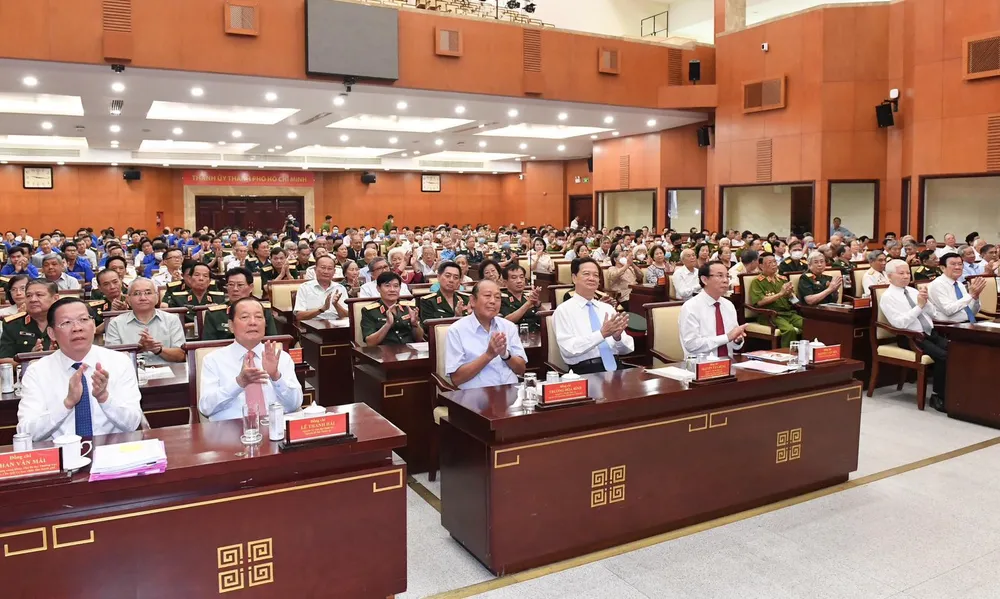 Toàn cảnh buổi họp mặt kỷ niệm 48 năm Ngày Giải phóng miền Nam, thống nhất đất nước (30-4-1975 - 30-4-2023). Ảnh: VIỆT DŨNG