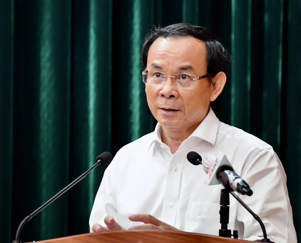 Bí thư Thành ủy TPHCM Nguyễn Văn Nên phát biểu. Ảnh: VIỆT DŨNG