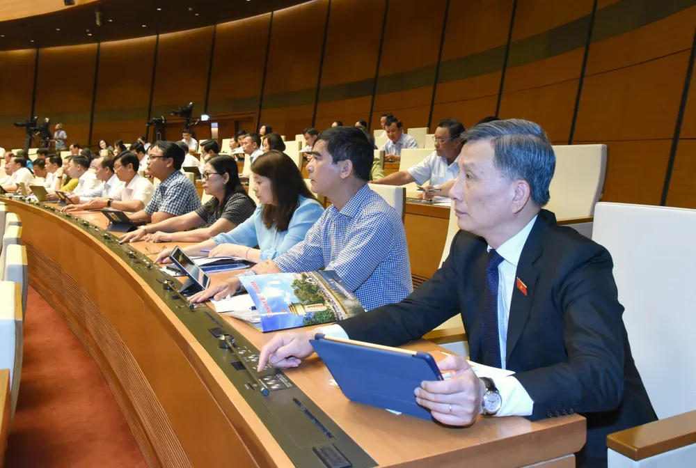 Đại biểu Quốc hội dự phiên làm việc sáng 2-6. Ảnh: QUANG PHÚC