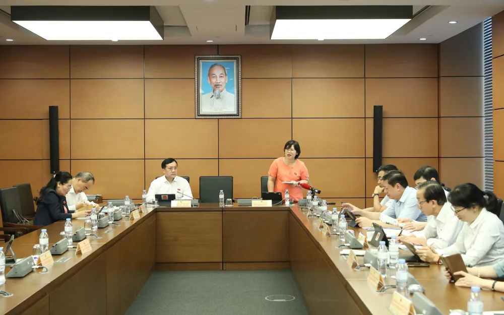 Các đại biểu Quốc hội TPHCM thảo luận tại tổ ngày 10-6. Ảnh: QUANG PHÚC