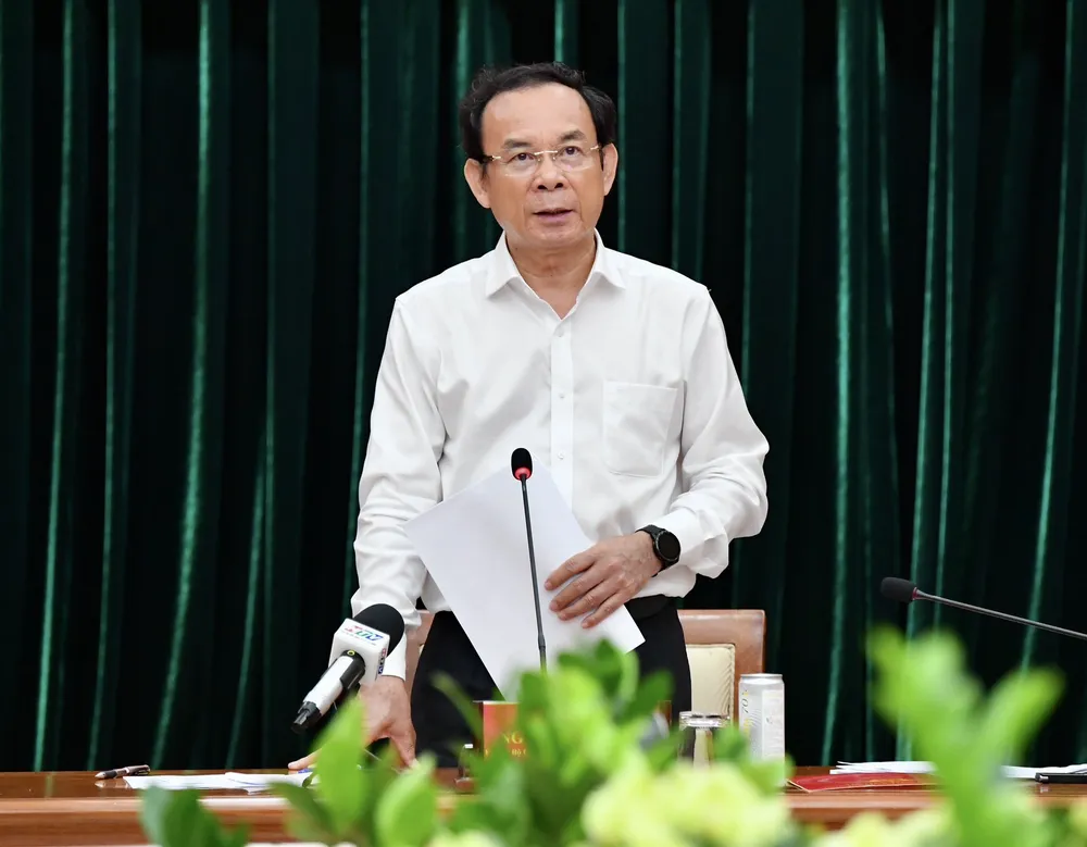 Bí thư Thành ủy TPHCM Nguyễn Văn Nên phát biểu kết luận. Ảnh: VIỆT DŨNG