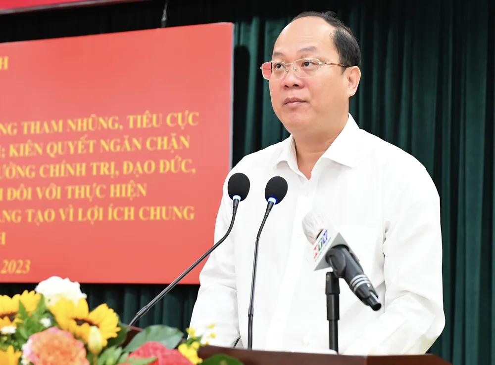 Phó Bí thư Thành ủy TPHCM Nguyễn Hồ Hải phát biểu tại hội thảo. Ảnh: VIỆT DŨNG Phó Bí thư Thành ủy TPHCM Nguyễn Hồ Hải phát biểu tại hội thảo. Ảnh: VIỆT DŨNG