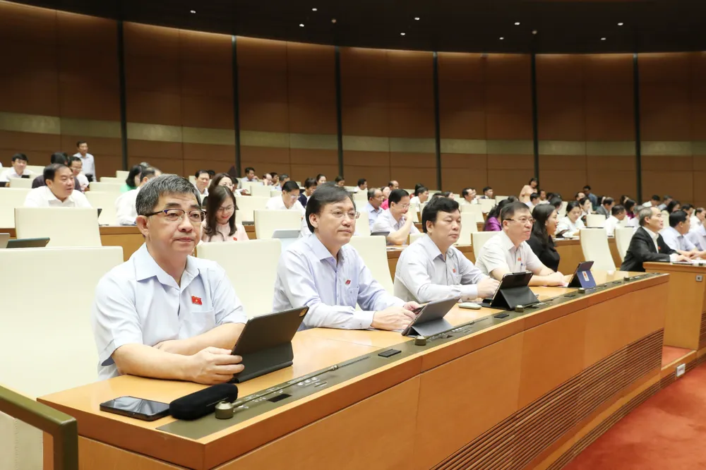 Đại biểu Quốc hội dự phiên họp, sáng 2-11. Ảnh: QUANG PHÚC