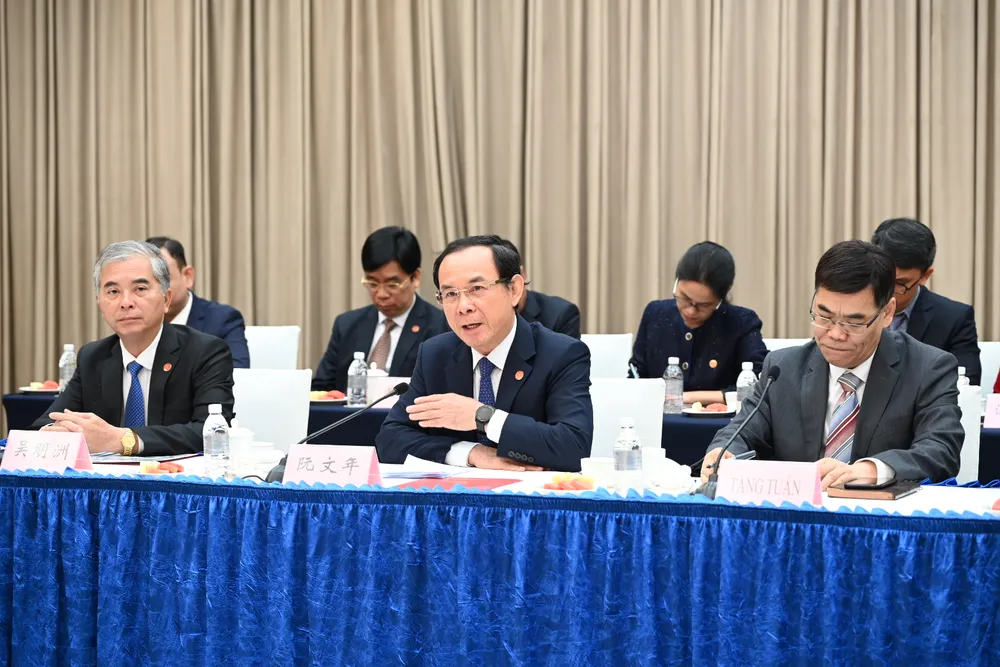 Bí thư Thành ủy TPHCM Nguyễn Văn Nên phát biểu tại buổi làm việc. Ảnh: VĂN MINH