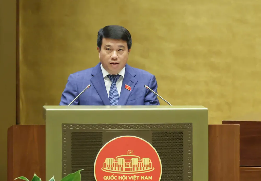 Chủ tịch Hội đồng Dân tộc của Quốc hội Y Thanh Hà Niê Kđăm trình bày tờ trình. Ảnh: QUANG PHÚC