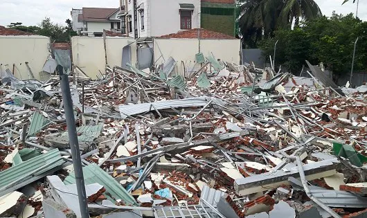 Dãy nhà trọ đã bị cưỡng chế phá dỡ.