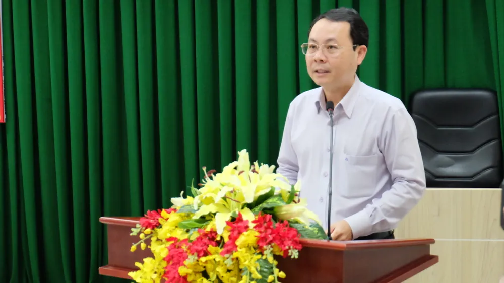 Chủ nhiệm Ủy ban Kiểm tra Thành ủy Nguyễn Văn Hiếu nhấn mạnh đến đòi hỏi nâng cao chất lượng đội ngũ cán bộ kiểm tra các cấp. Ảnh: KIỀU PHONG  