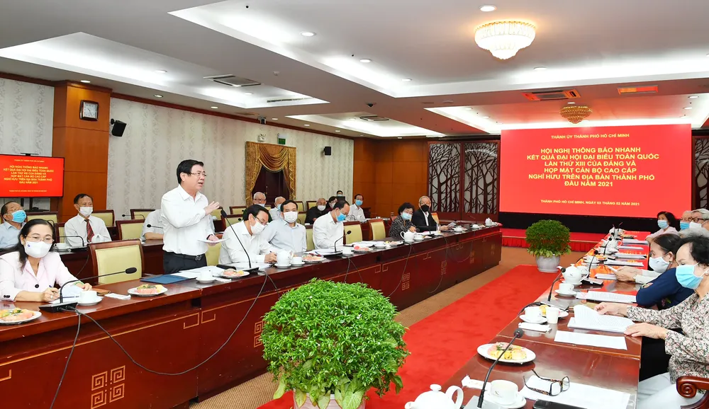 Bí thư Thành ủy TPHCM Nguyễn Văn Nên gặp gỡ cán bộ cao cấp nghỉ hưu trên địa bàn TPHCM ảnh 2