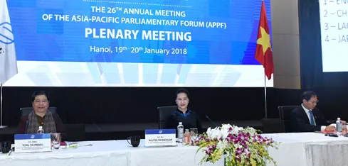 Chủ tịch Quốc hội Nguyễn Thị Kim Ngân, Chủ tịch APPF-26 đã chủ trì Phiên họp toàn thể thứ nhất APPF-26 về các vấn đề an ninh chính trị