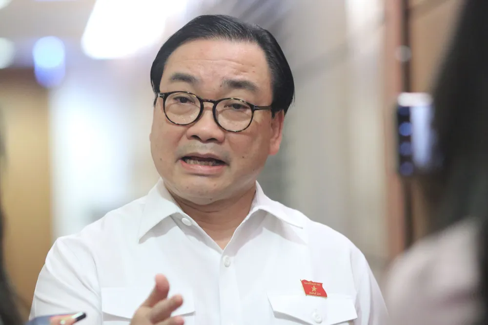 Bí thư Thành ủy Hà Nội Hoàng Trung Hải trả lời phỏng vấn sáng nay (21-5)