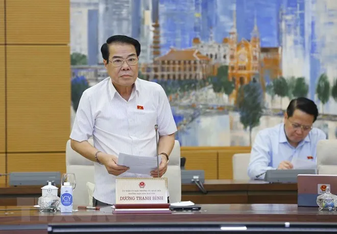 Trưởng Ban Dân nguyện Dương Thanh Bình báo cáo tại phiên họp. Ảnh: TTXVN 