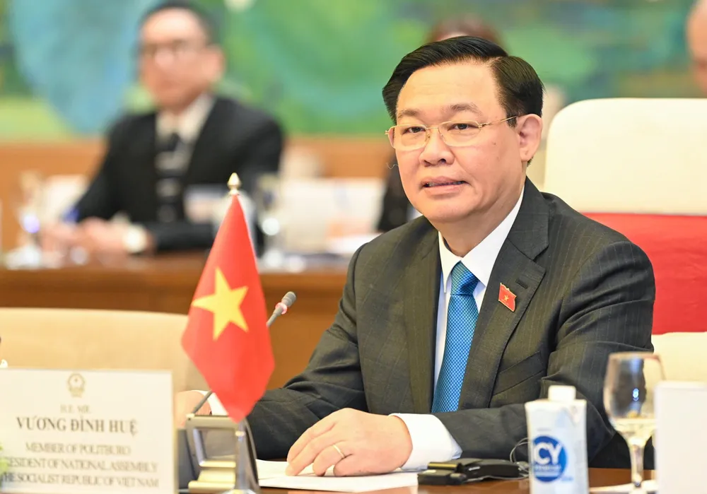 Chủ tịch Quốc hội Vương Đình Huệ hội đàm với Chủ tịch Thượng viện Vương quốc Campuchia Samdech Say Chhum ảnh 2