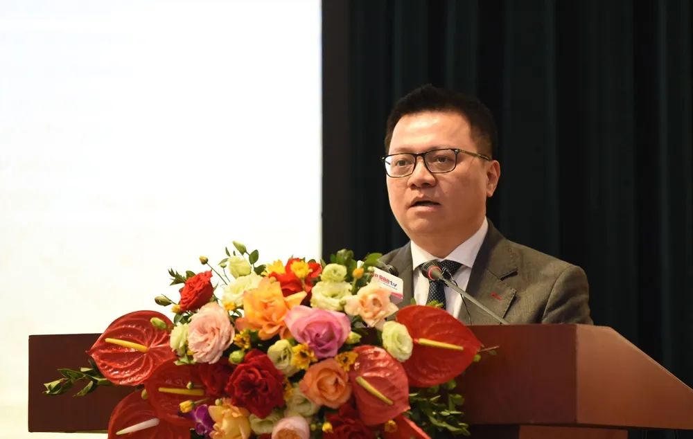 Tổng biên tập báo Nhân Dân Lê Quốc Minh phát biểu