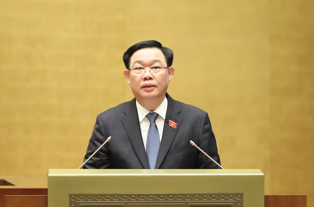 Chủ tịch Quốc hội Vương Đình Huệ phát biểu khai mạc phiên chất vấn. Ảnh: QUANG PHÚC