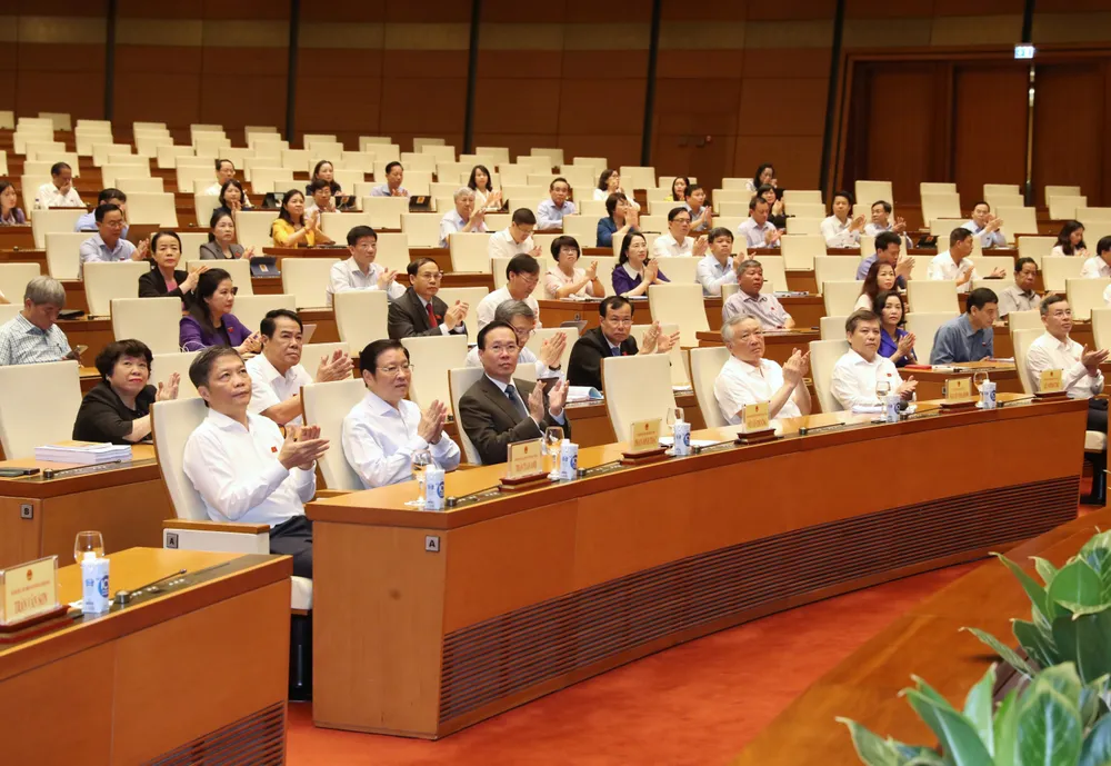 Chủ tịch nước Võ Văn Thưởng và các đại biểu dự phiên khai mạc hội nghị, sáng 28-8. Ảnh: QUANG PHÚC