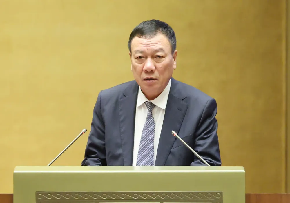 Tổng Thanh tra Chính phủ Đoàn Hồng Phong trình bày báo cáo, sáng 9-12. Ảnh: QUANG PHÚC