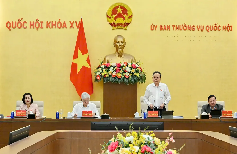 Chủ tịch Quốc hội Trần Thanh Mẫn chủ trì Hội nghị. Ảnh: VIẾT CHUNG