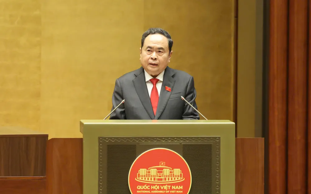 Chủ tịch Quốc hội khóa XV Trần Thanh Mẫn phát biểu khai mạc kỳ họp. Ảnh: QUANG PHÚC 