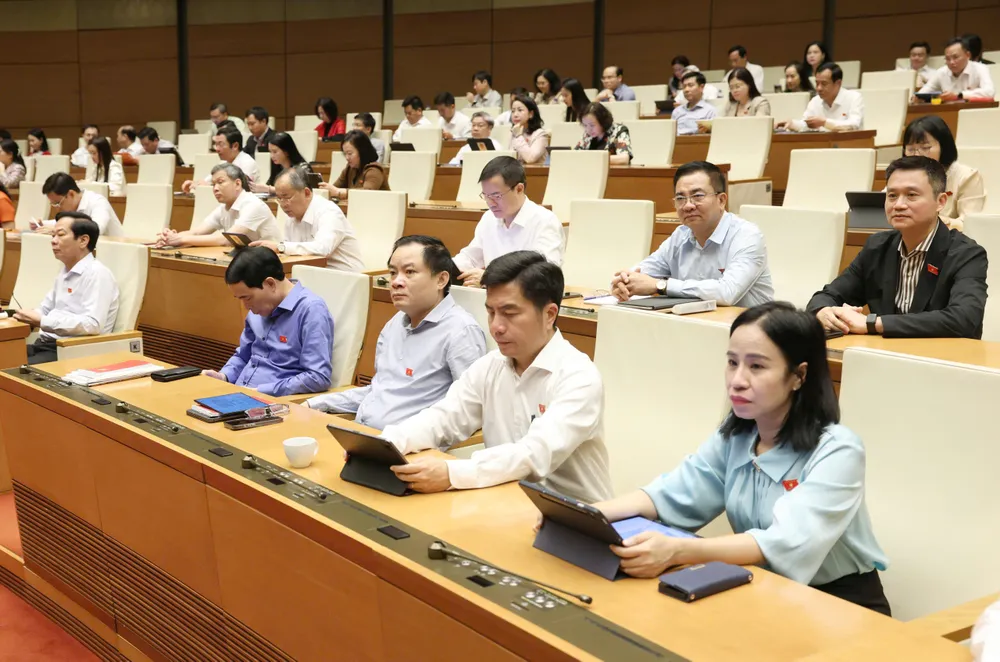 Đoàn ĐB Quốc hội TPHCM tại phiên họp sáng 12-4. Ảnh: QUANG PHÚC 