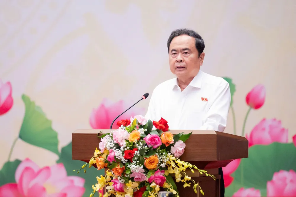 Chủ tịch Quốc hội Trần Thanh Mẫn phát biểu kết tại hội nghị. Ảnh: CẨM HÀ 
