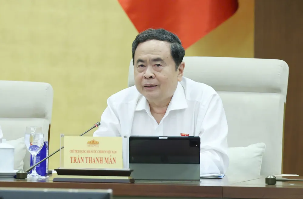 Chủ tịch Quốc hội Trần Thanh Mẫn phát biểu ý kiến tại phiên họp. Ảnh: CẨM HÀ 
